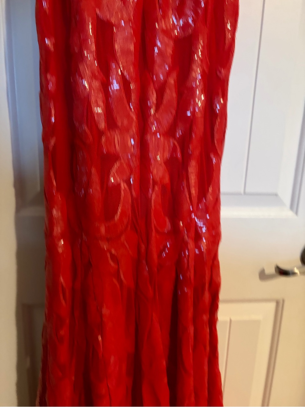 Jovani Red Sequin Plunge V-Neck Evening Gown - Picture 3 of 14